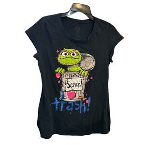 Sesame Street Oscar The Grouch I Love Trash Juniors Graphic T Shirt XL 15/17